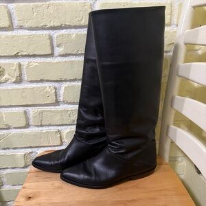 Sleek Black Over the Knee Women's Leather Boots